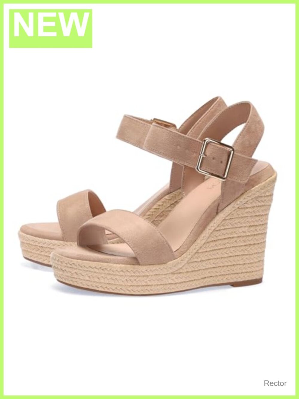 Womens Platform Wedge Sandals Ankle Strap Open Toe Suede Jute Espadrille